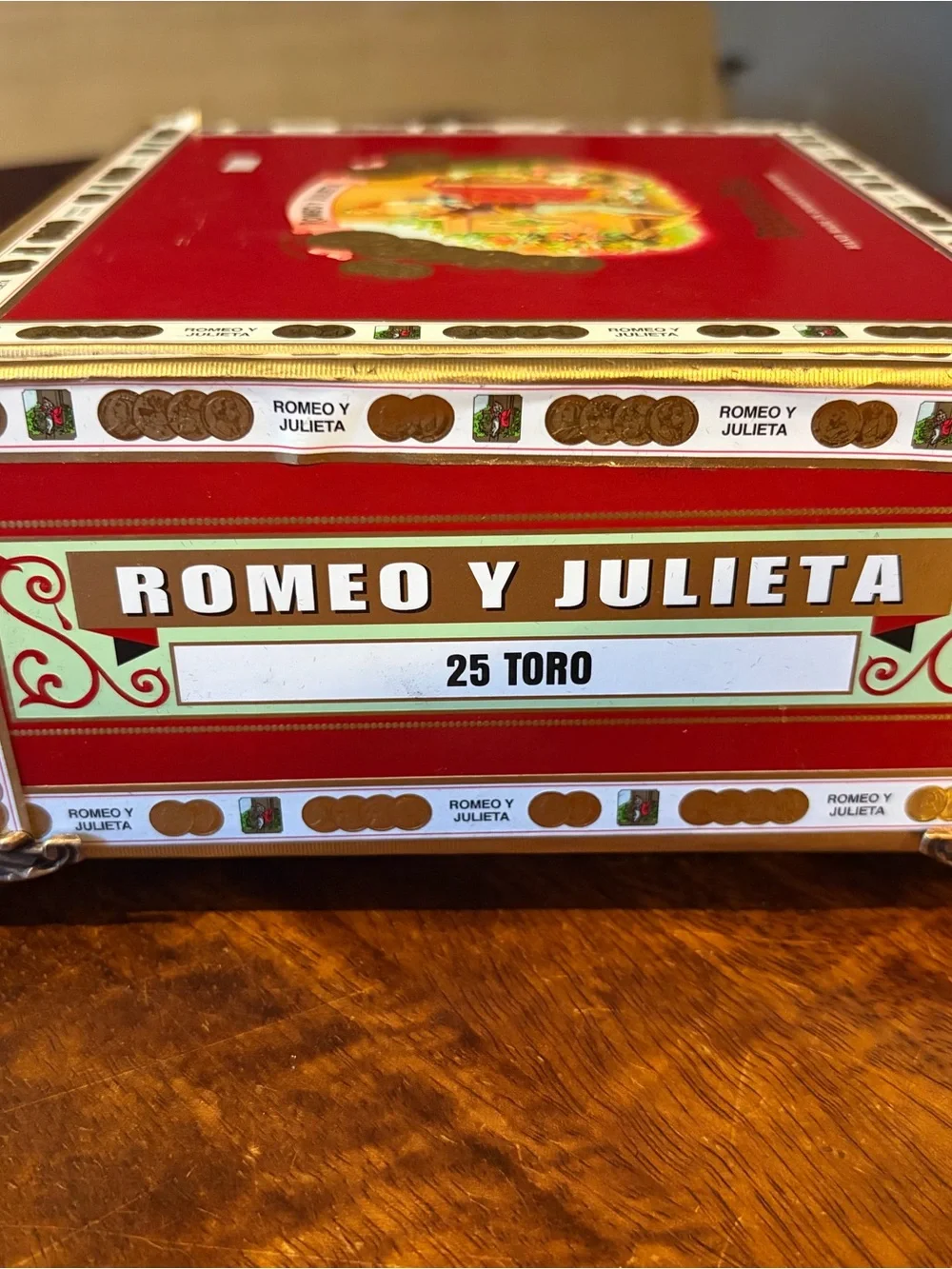 Upcycled Romeo y Julieta Reserva Real Toro Cigar Box Jewelry Organizer Black Red
